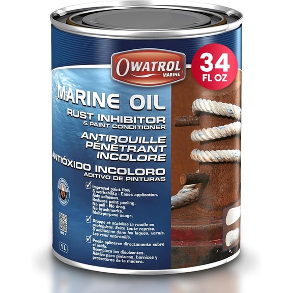 OWATROL Marine Oil Metal Rust Inhibitor & Paint Conditioner 34 Oz - Deep Penetrating Rust Inhibitor for Boats, Improves Paint Flow, Prevents Peeling, Safe on Hulls, Tanks, and Metal Surfaces