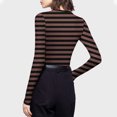 thumbnail image 5 of Aboser Striped Long Sleeve T Shirts for Women Y2k Clothes Slim Fit Basic Tees Casual Round Neck Tshirts Cozy Soft Undershirts Brown XL, 5 of 7