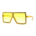 thumbnail image 2 of Girls Child Size Large Rhinestone Studded Flat Top Square Mob Sunglasses All Yellow, 2 of 4