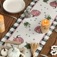 thumbnail image 4 of Pink Pumpkin Bowknot Buffalo Plaid 210 GSM Fall Table Runner,Seasonal Autumn Kitchen Dining Table Decoration for Home Party Decor 13x72 Inch, 4 of 6