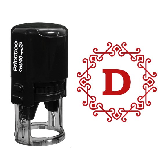 Printtoo Self Inking R-40 Octagon Celtic Swirl Frame Alphabet D Monogram Rubber Stamp Office Stationary-Red