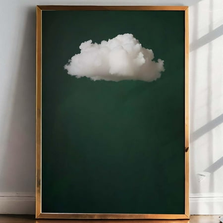 Miluva Emerald Green Cloud Wall Art Print Bedroom Wall Decor Over The Bed Art Above Bed Decor Bedroom Decor Abstract Minimalist Dark Green Decor For Living Room Bedroom 8x12 UNFRAMED