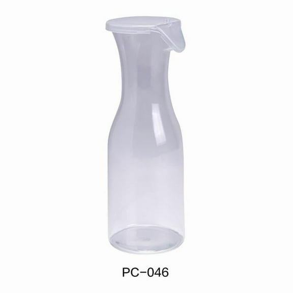 Yanco PC-046 11 x 3.75 in. Dia. Plastic Wine & Juice Decanter with Lid, Clear - 46 oz - Pack of 12
