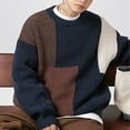 thumbnail image 5 of Fashionable Men'sRound Neck Long Sleeved Patchwork Color Knitted Sweater, 5 of 5
