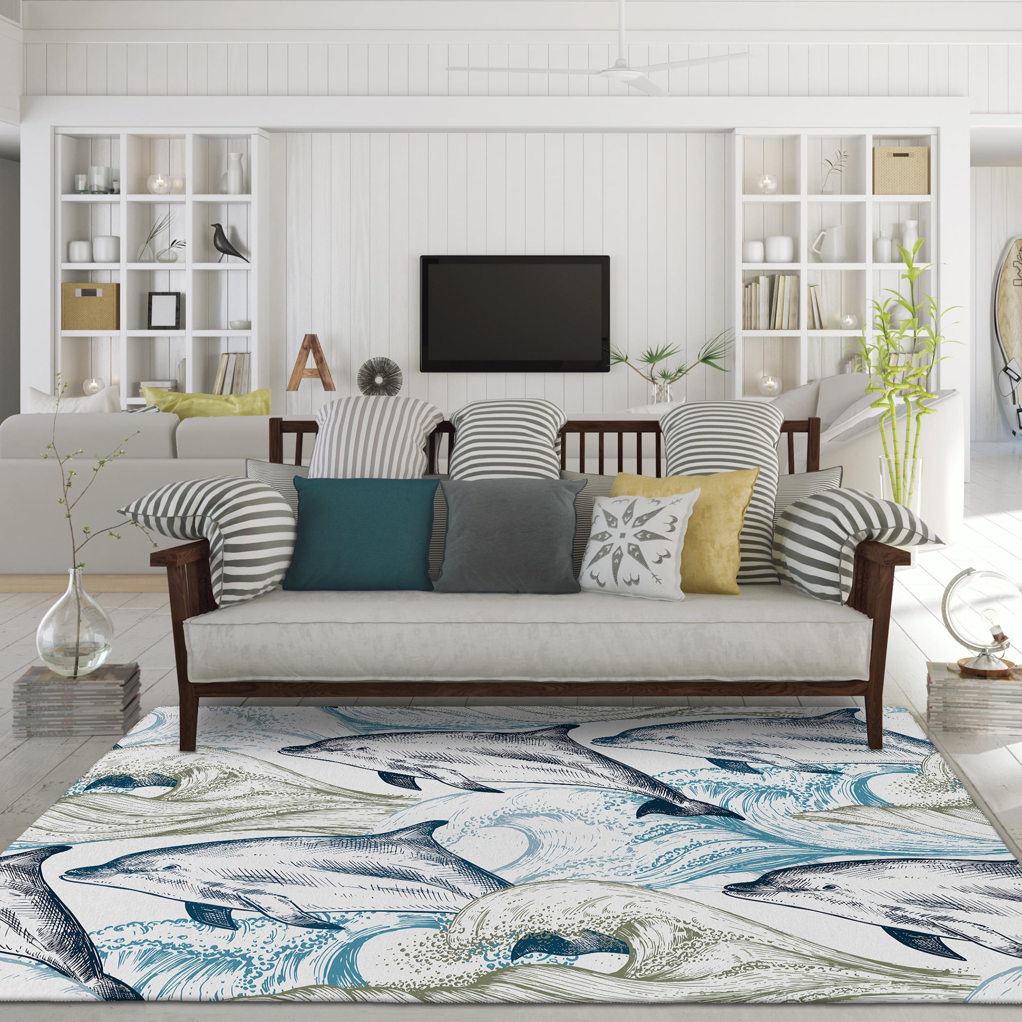 Addison Rugs Harpswell AHP40 Blue 2'6" x 3'10" Indoor Outdoor Area Rug, Easy Clean, Machine Washable, Non Shedding, Bedroom, Living Room, Dining Room, Kitchen, Patio Rug
