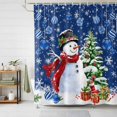 thumbnail image 3 of Navy Blue Snowman Shower Curtain Set with Hooks, Christmas Balls Tree Gift Snowflake Waterproof Fabric Bathroom Curtains Decor Home Accessories,72X 96 Inch Extra Long, 3 of 9