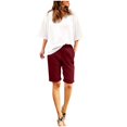 thumbnail image 2 of OIUUAK Shorts for Women Knee Length Plus Size Summer Elastic Waist Beach Long Shorts with Pockets, Loose Shorts for Women Summer, Womens Shorts Casual, Linen Shorts for Women, 2 of 2