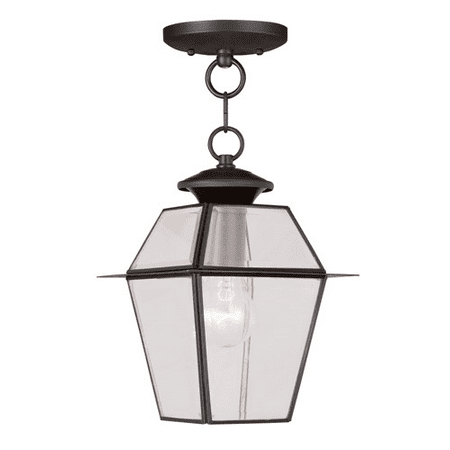 

Outdoor Pendants 1 Light With Clear Beveled Glass Bronze size 8 in 100 Watts - World of Crystal