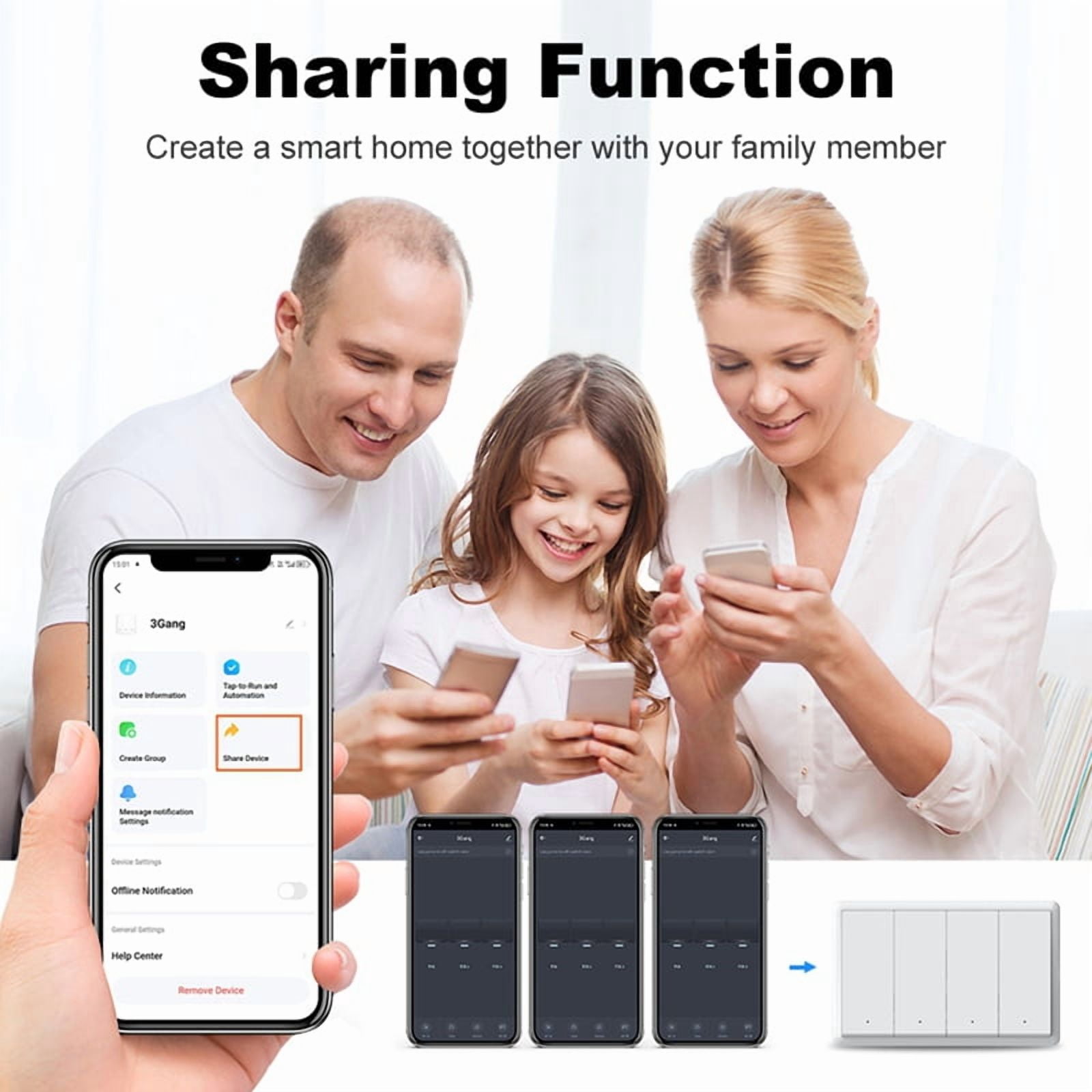 Tuya ZigBee Smart Switch Neutral Wire Optional Intelligent US Wall Button Light Switch AC100-240V for  4Gang