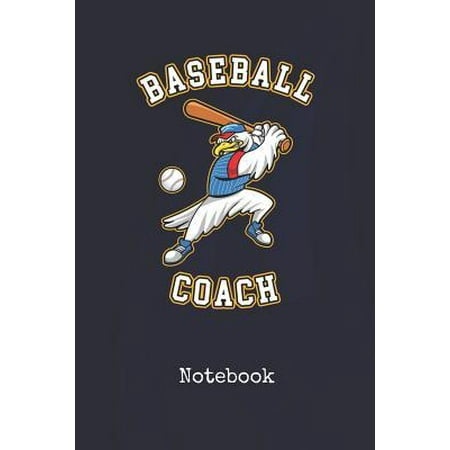 Notebook: Baseball Coach America - Blank Writing Journal - Patriotic Stars & Stripes Red White & Blue Cover with College Ruled L