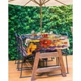 thumbnail image 3 of Fsddascl Vintage Flowers Outdoor Tablecloth - 60x102 Inch Rectangle Dining Table Cover, Abstract Oil Painted Farmhouse Botanical Waterproof Outdoor Table Cloth with Umbrella Hole & Zipper for Patio, 3 of 7
