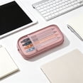 thumbnail image 5 of Double Layer Large Capacity Pencil Case,Fashion Aesthetic Canvas Stationery Bag for Make-up Brush & Stationery Supplies Storage,Office Desk Organizer Bag,Pink, 5 of 7