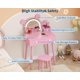 thumbnail image 4 of Yeshouse tocador infantil con espejo en forma de oso, incluye taburete y luces LED, escritorio de maquillaje de madera estilo princesa con cajones de almacenamiento, mueble de juego seguro para niñas, 4 of 8