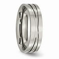 thumbnail image 5 of Grey Titanium Ring Band Wedding Grooved 6mm Polished, 5 of 7