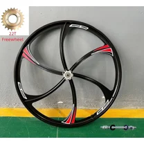 DONSP1986 26 inch Bike Rear Mag Wheel 120mm, 26" Magnesium Rear Wheel Rim (Black) Disc Brake & 22T Single Speed Freewheel for Beach Cruisers MTB Road Bicycle