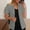 Gray, variant on Aueoeo Women's Open Front Shirts Short Sleeve Summer Cardigan Blazer Jackets Classic Tee Loose Fits Daily Work Shirts