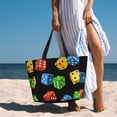 thumbnail image 5 of Dice Pattern Colorful Cube Large Capacity Beach Travel Tote Bag Shoulder Handbag for Gym Camping Shopping, 5 of 6