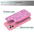 thumbnail image 5 of Cute Protective Phone Cover Case For Apple iPhone 11 Pro Case with [Tempered Glass Screen Protector] Girls Women Dual Layer Heavy Duty - Glitter Hot Pink, 5 of 7