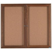 Aarco Products WBC4860R 2-Door Enclosed Bulletin Board - Walnut