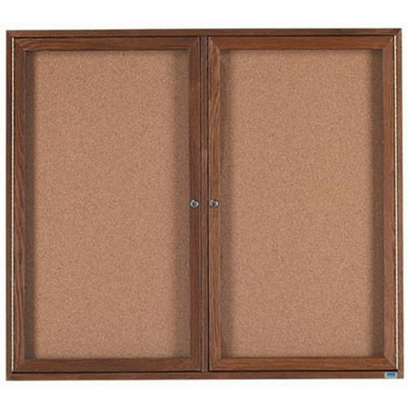 Aarco Products WBC4860R 2-Door Enclosed Bulletin Board - Walnut