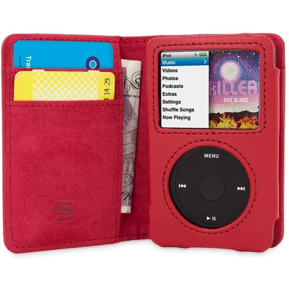 Snugg iPod Classic Case Leather Flip Case [Card Slots] Executive Apple iPod Classic Wallet Case Cover and Stand - Red -