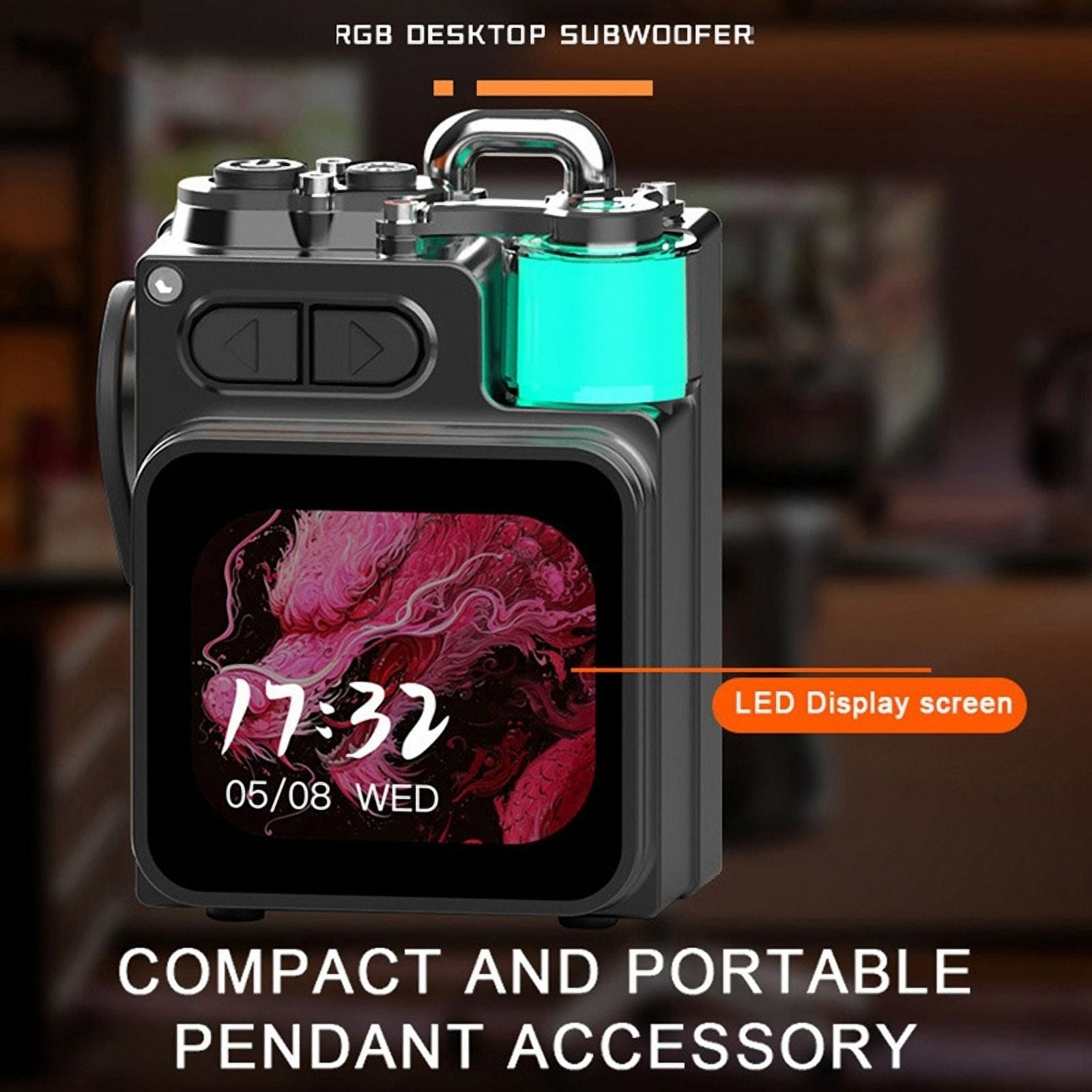 Wireless Bluetooth Metal Mechanical Speaker LED Display Screen with RGB Desktop Subwoofer Support Calendar Clock