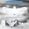 thumbnail image 4 of Lámpara de garaje E27 60W, luz blanca fría 6500K 5500Lm Lámpara de taller deformable con 4 paneles ajustables, iluminación de techo LED, para garajes, almacenes, gimnasios (juego de 1), 4 of 8