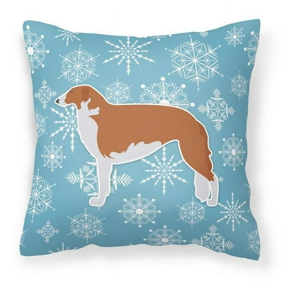 Carolines Treasures BB3499PW1414 Winter Snowflake Borzoi Russian Greyhound Fabric Decorative Pillow