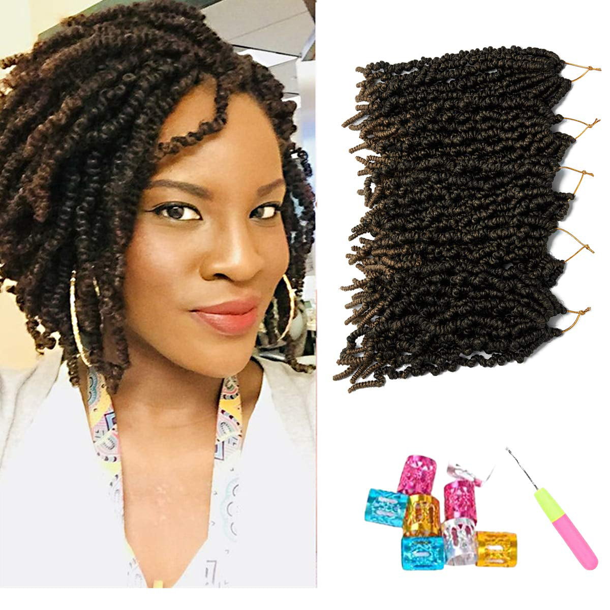 5 Packs Short Curly Spring Pre-twisted Braids Synthetic Crochet Hair  Extensions 10 inch 12-15 strands/pack Ombre Crochet Twist Passion Twists  Bomb Twist Bob Pre-looped Hair Extensions (T27#) | Walmart Canada