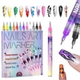 thumbnail image 2 of RAGUPEL 12Pcs/Set Nail Acrylic Graffiti Pen 12 Color Nail Marker Drawing DIY Beauty Nail Art Tools Waterproof and Quick Drying Nail Mark, 2 of 7