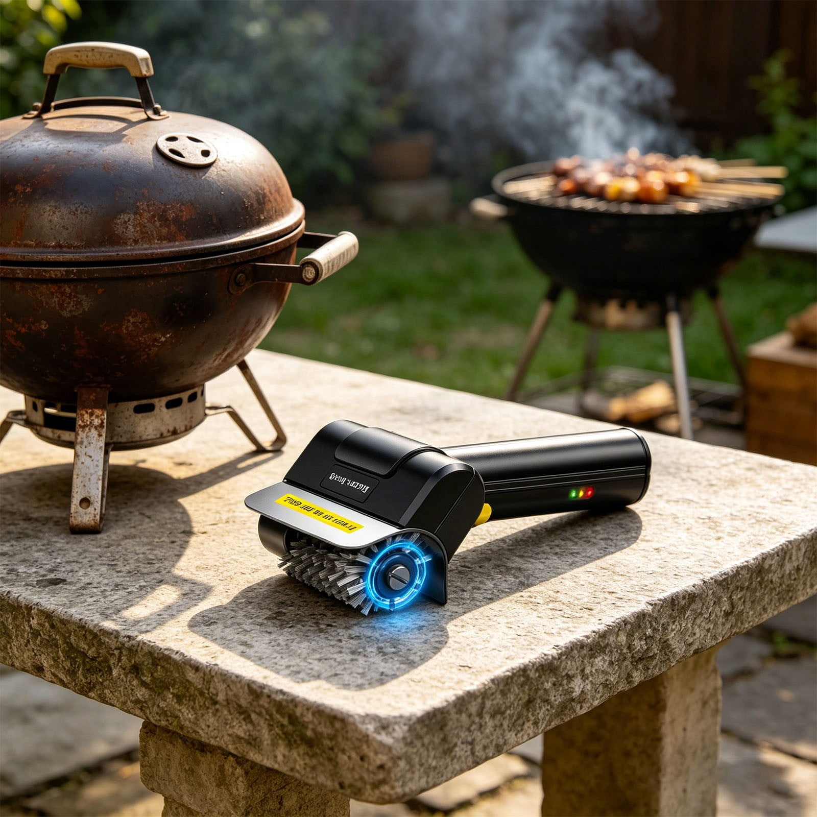 Electric Grill Brush, Heavy-Duty Cordless BBQ Brush with Stainless Steel Bristles, 2000mAh Rechargeable Battery,Motorized Grill Cleaner for Grates, Griddles and Smoker