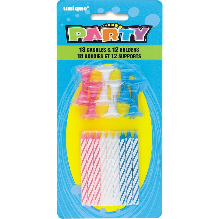 Birthday Candles and Holders, Assorted, 30ct