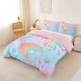 thumbnail image 2 of jejeloiu Rainbow Mermaid Tail Bedding For Girls,Sparkling Print Shell Starfish Duvet Cover Full,Pink Blue,Pink Reversible,3 Pieces,1 Duvet Cover and 2 Pillowcases, 2 of 6