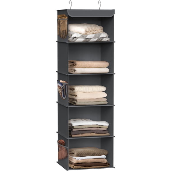 Organizador de armario Simple Houseware, 5 estantes, para colgar, gris oscuro