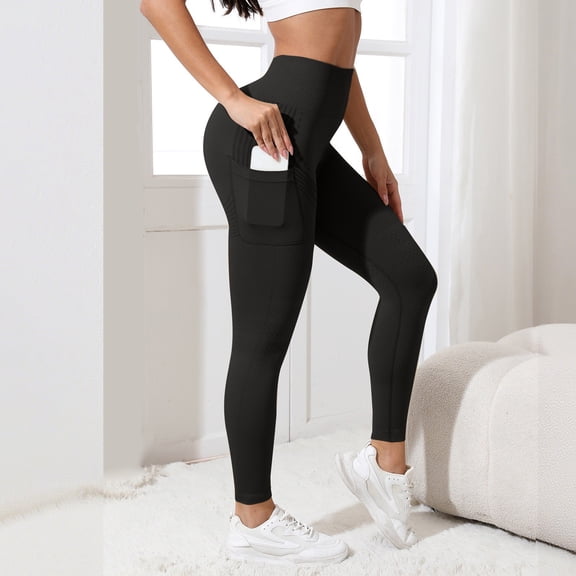 Leggings for Women JIANLAI Womens High Waist Seamless Full‑Length Leggings With Side Pockets, High Stretch Tummy Control Workout Pants,Textured Knit Breathable Non‑See‑Through Yoga Leggings