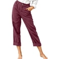 thumbnail image 2 of Guluxicc Cotton Dressy Pants for Women Button Front Straight Leg Business Casual Trousers for Golf Summer Fall, 2 of 8