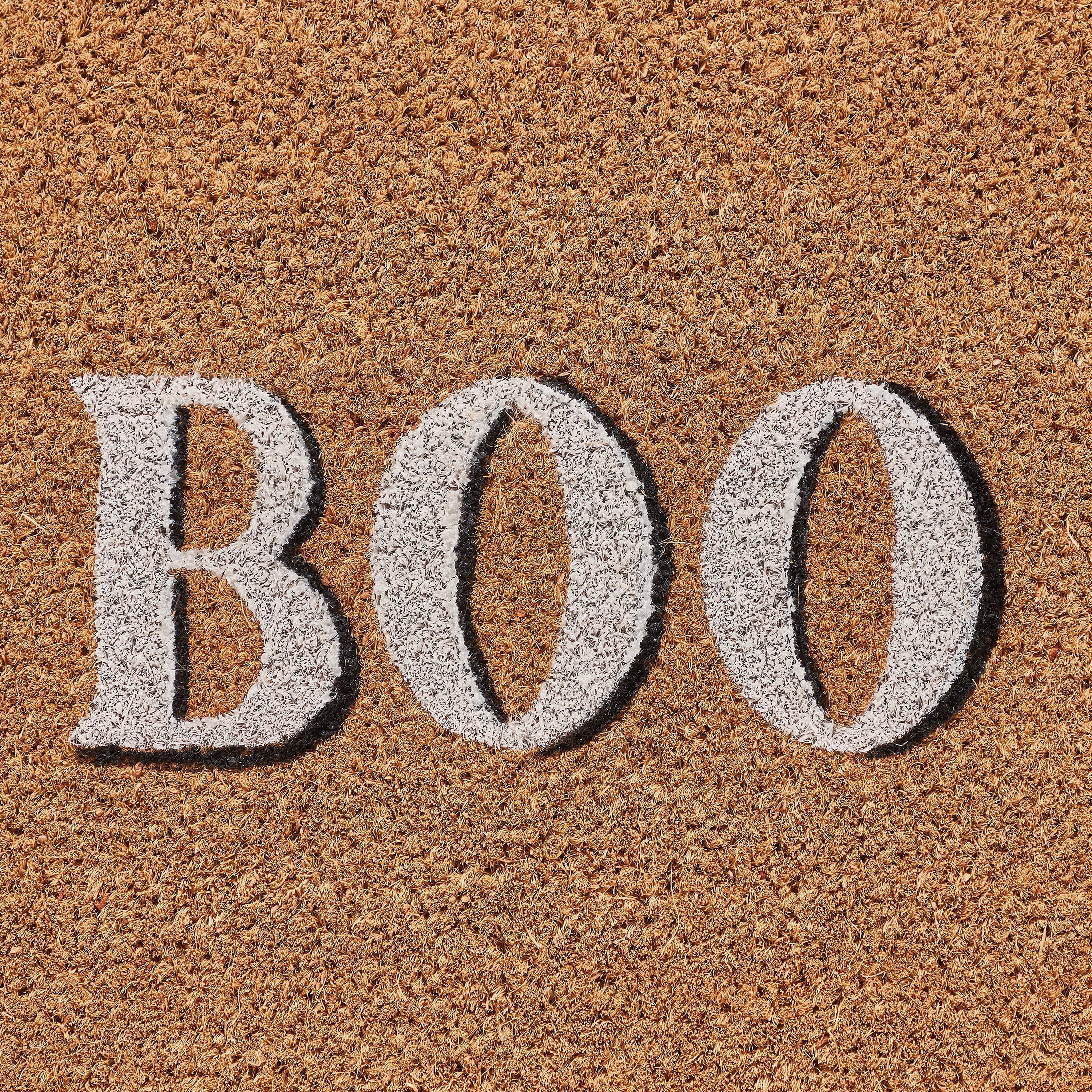 My Texas House Halloween Natural/Multicolor Scallop Boo Outdoor Coir Doormat, 30" x 48"