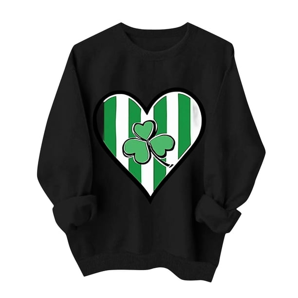 Suéteres de Manga Larga de Mujer con Cuello Redondo Impreso Suelto Casual para la Fiesta Del Día de San Patricio Y el Uso Diario