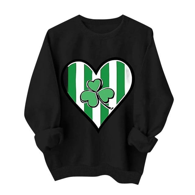 Suéteres de Manga Larga de Mujer con Cuello Redondo Impreso Suelto Casual para la Fiesta Del Día de San Patricio Y el Uso Diario