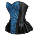 thumbnail image 2 of Grebrafan Corset Halloween Party Floral Pleated Trim Bustier Black Blue L, 2 of 5