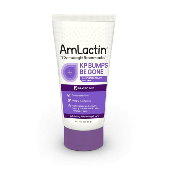 AmLactin KP Bumps Be Gone - 3 oz Keratosis Pilaris Moisturizing Cream with 15% Lactic Acid - Exfoliator and Moisturizer for Dry, Rough and Bumpy Skin