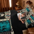 thumbnail image 5 of Erosebridal Adults Western Cowboys 7-Piece Twin Bedding Sets,Country Theme Bohemian Exotic Style Bedding Comforter Set For Men Boys,Reversible Black, 5 of 7