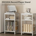 thumbnail image 6 of Record Player Stand with Album Storage - White End Table for Living Room, 6 of 7