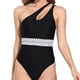 thumbnail image 1 of Traje de baño de una pieza sexy para mujer, traje de baño de un hombro sin mangas, trajes de baño de verano, negro, 1 of 6
