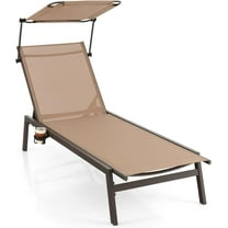 Outdoor Chaise Lounge Chair with Sunshade and 6 Adjustable Position