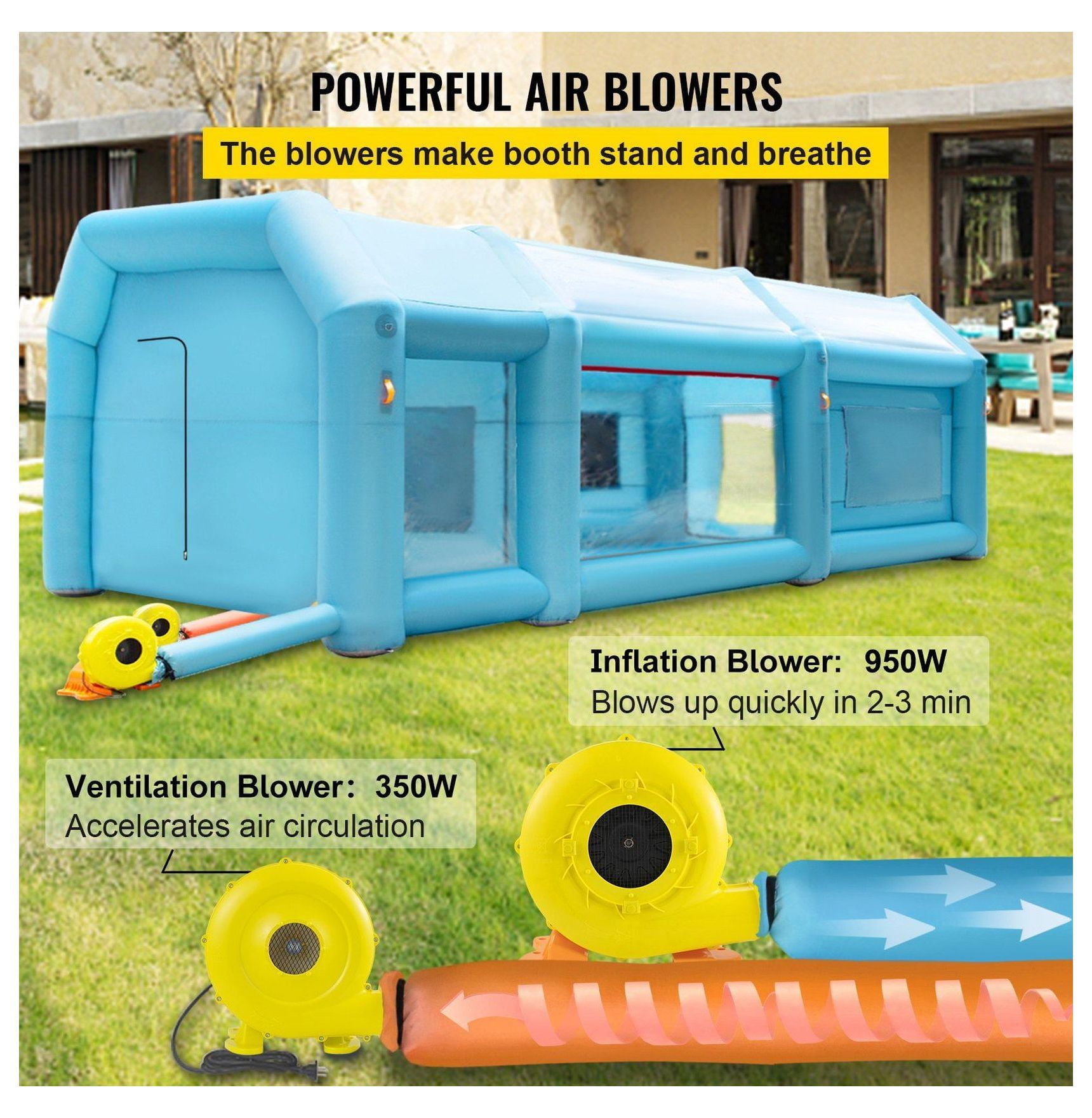 Inflatable Paint Booth 28x15x10ft, Car Paint Tent with Filter System & Blowers, Auto Paint Spray Booth, Portable Workstation for Car Repair & DIY Projects