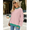 thumbnail image 6 of Womens Oversized Striped Sweatshirt Crewneck Long Sleeve Pullover Top Casual Fall Clothes Workout Shirt, 6 of 8