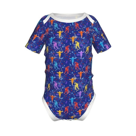 

Lukts Ice Hockey Players With Puck Print Baby Short Sleeve Romper Onesie for Newborn Baby Boys and Girls-9M