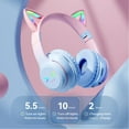 thumbnail image 2 of TSKVT Bluetooth earphones, cute styling earphones, foldable breathing color light, wireless Bluetooth 5.0, can be linked and used on mobile phones, tablets, and other devices, (pink) C30, 2 of 3