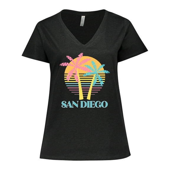 Inktastic San Diego California Beach Vacation Women's Plus Size V-Neck T-Shirt